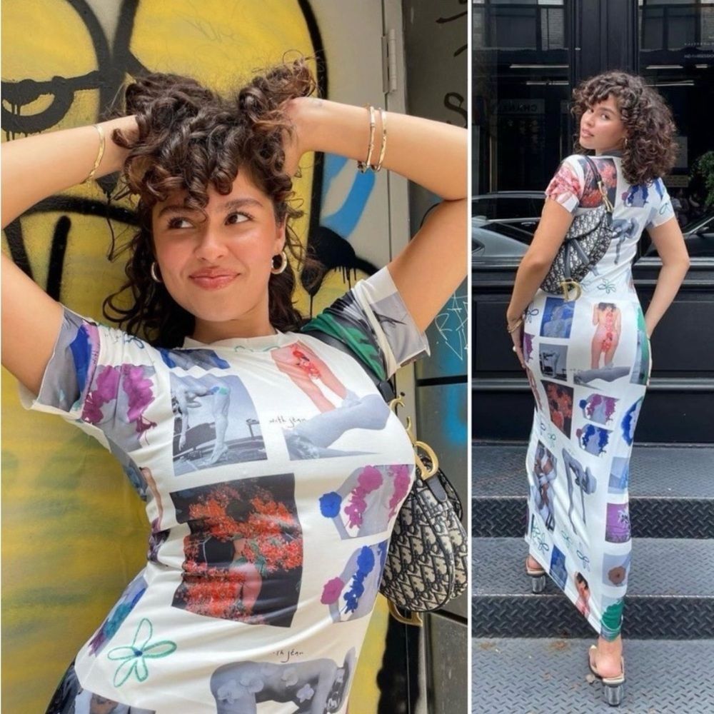 WITH JEAN Artwork Print Morph Maxi Dress in Floral Mimicry Size XXS - Picture 4 of 11